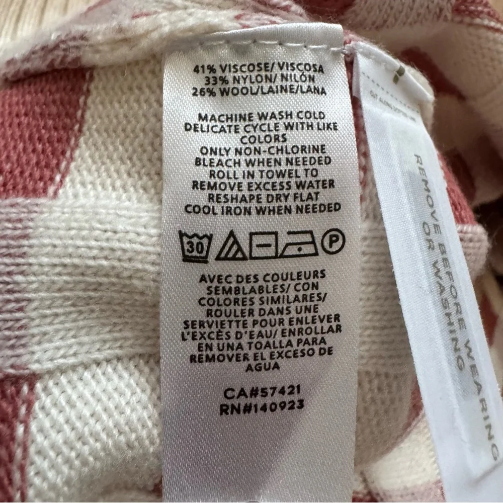 NWT LOFT Gingham Crewneck Pullover Long Sleeve Sweater Beige Rust - Size M - Picture 10 of 12